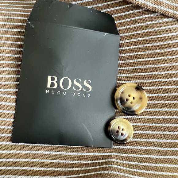 SOLD NWT vintage BOSS Hugo Boss cotton silk brown pinstripe oversized blazer XL - Picture 13 of 13